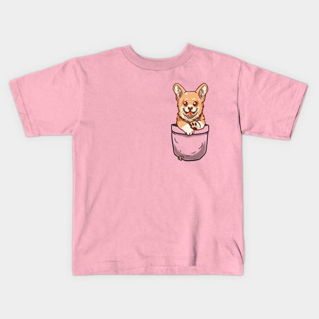 Pocket Cute Corgi Kids T-Shirt by TechraPockets